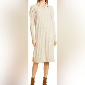 CLUB MONACO Tan 100% Cashmere Ribbed Polo Dress